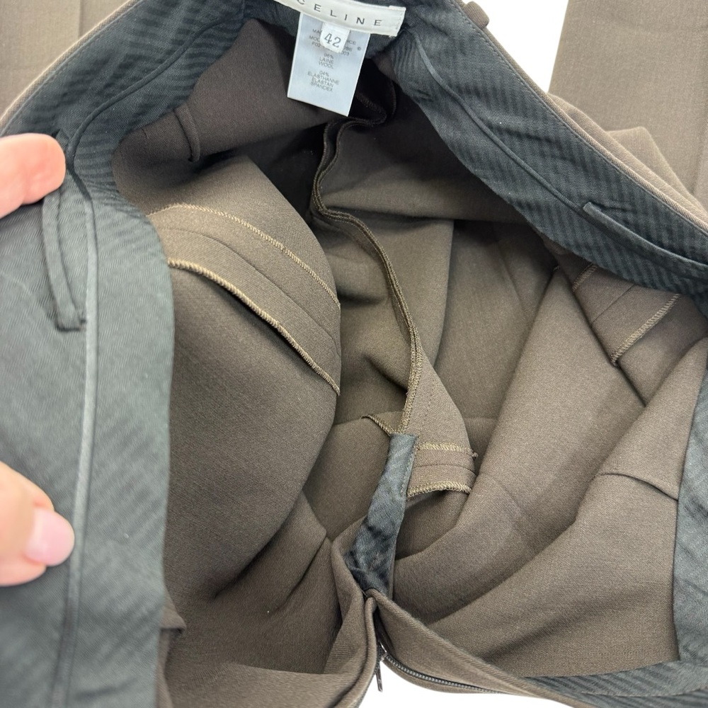 Celine Stretch Wool Pants 42 Brown - Picture 4 of 16